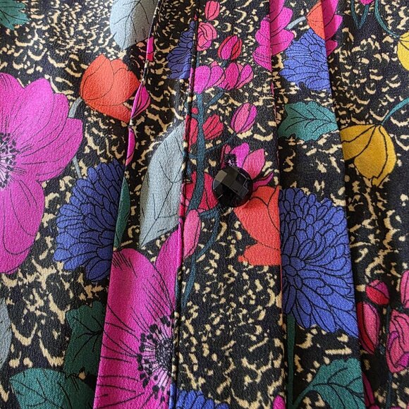 Hunter Bell Taylor Top Silk Floral Blouse Button Front Billow Sleeve Size L - Picture 10 of 16